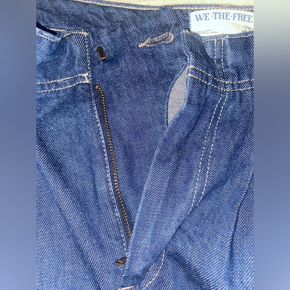 NWT Free People Equinox Blue Denim Wide Leg Trouser SZ 29 100% Cotton - Picture 7 of 11